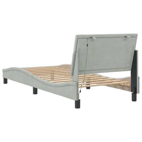 Okvir kreveta s LED svjetlima svjetlosivi 80x200 cm baršunasti - Svjetlosiva 80 x 200 cm Cijena