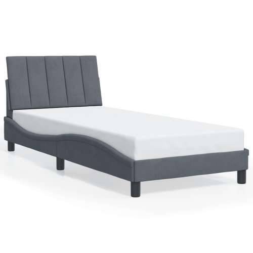 Okvir kreveta s LED svjetlima tamnosivi 90 x 200 cm baršunasti - Tamno siva 90 x 200 cm Cijena