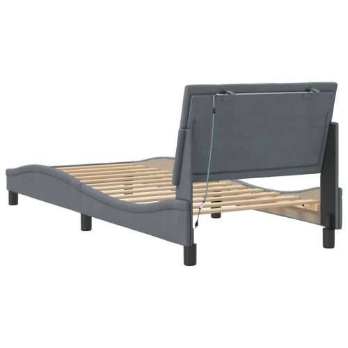 Okvir kreveta s LED svjetlima tamnosivi 90 x 200 cm baršunasti - Tamno siva 90 x 200 cm Cijena