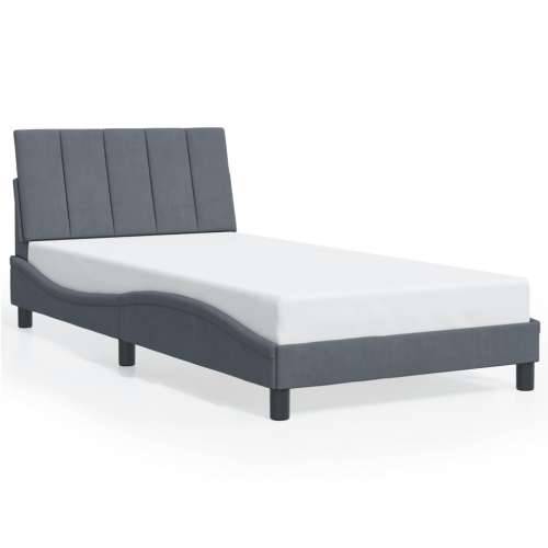 Okvir kreveta s LED svjetlima tamnosivi 100 x 200 cm baršunasti - Tamno siva 100 x 200 cm Cijena