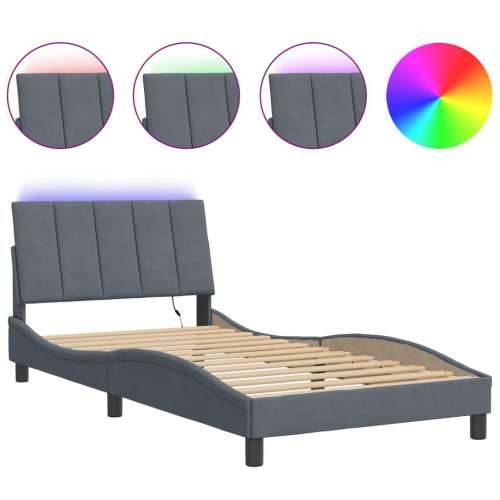 Okvir kreveta s LED svjetlima tamnosivi 100 x 200 cm baršunasti - Tamno siva 100 x 200 cm Cijena