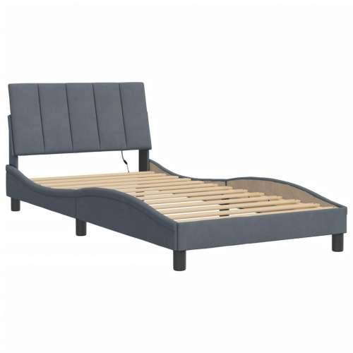 Okvir kreveta s LED svjetlima tamnosivi 100 x 200 cm baršunasti - Tamno siva 100 x 200 cm Cijena