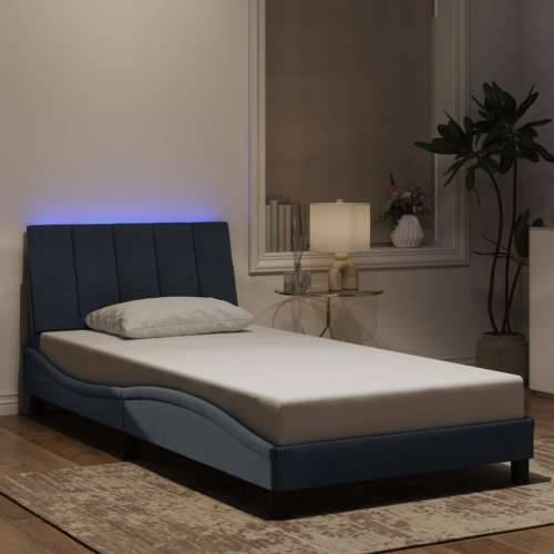 Okvir kreveta s LED svjetlima tamnosivi 100 x 200 cm baršunasti - Tamno siva 100 x 200 cm Cijena
