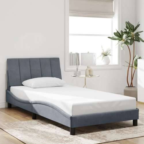 Okvir kreveta s LED svjetlima tamnosivi 100 x 200 cm baršunasti - Tamno siva 100 x 200 cm Cijena