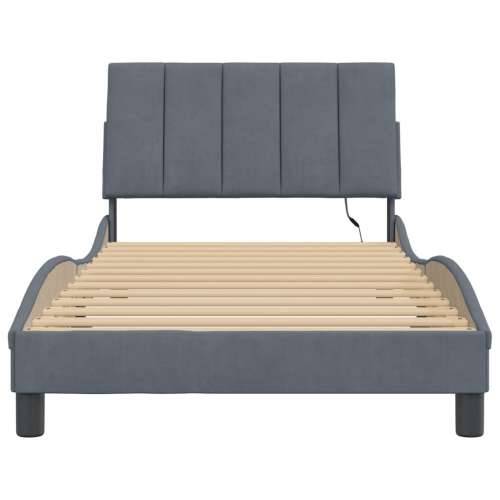 Okvir kreveta s LED svjetlima tamnosivi 100 x 200 cm baršunasti - Tamno siva 100 x 200 cm Cijena
