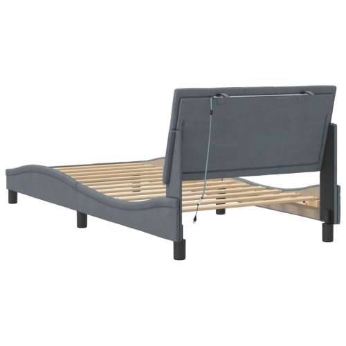 Okvir kreveta s LED svjetlima tamnosivi 100 x 200 cm baršunasti - Tamno siva 100 x 200 cm Cijena