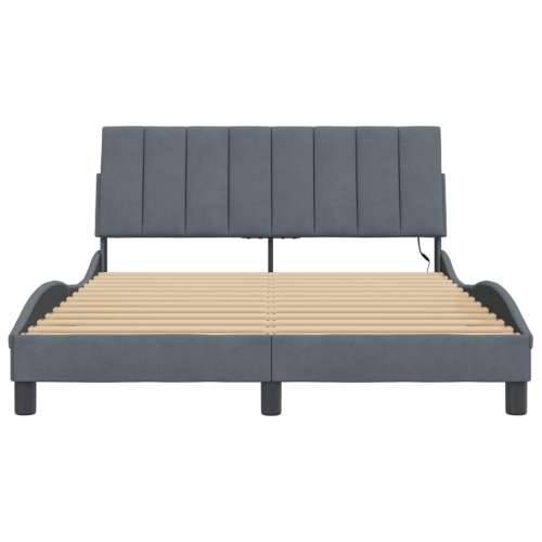 Okvir kreveta s LED svjetlima tamnosivi 120 x 200 cm baršunasti - Tamno siva 120 x 200 cm Cijena