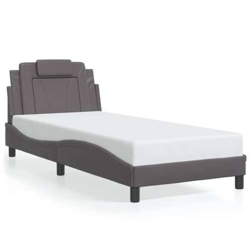 Okvir kreveta s LED svjetlima sivi 90 x 190 cm od umjetne kože - Siva 90 x 190 cm Cijena