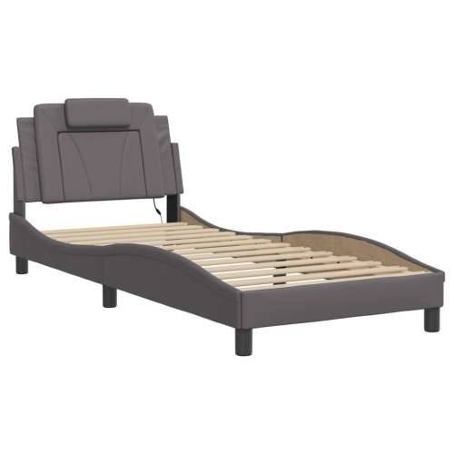 Okvir kreveta s LED svjetlima sivi 90 x 190 cm od umjetne kože - Siva 90 x 190 cm Cijena