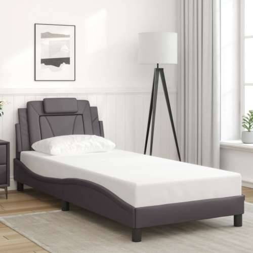 Okvir kreveta s LED svjetlima sivi 90 x 190 cm od umjetne kože - Siva 90 x 190 cm Cijena