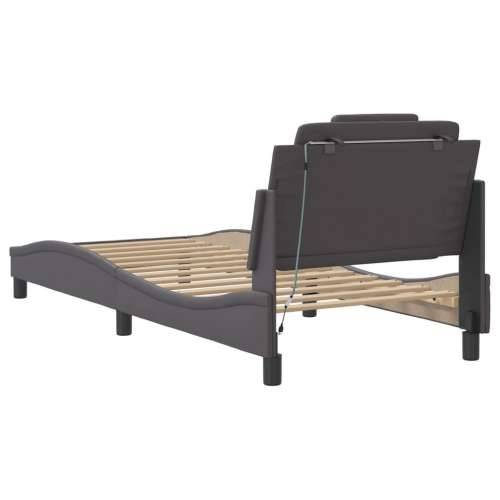 Okvir kreveta s LED svjetlima sivi 90 x 190 cm od umjetne kože - Siva 90 x 190 cm Cijena