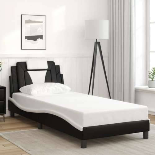 Okvir kreveta s LED svjetlom crno-bijeli 90x200 cm umjetna koža - Crno-bijelo 90 x 200 cm Cijena