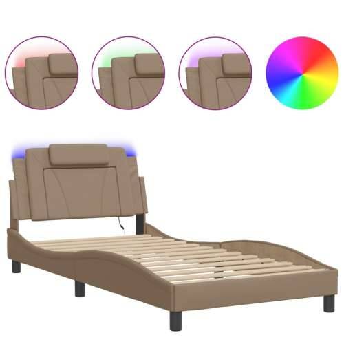 Okvir kreveta s LED svjetlom cappuccino 100x200 cm umjetna koža - Boja cappuccina 100 x 200 cm Cijena