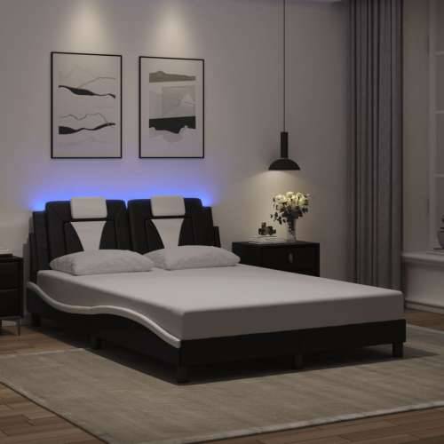 Okvir kreveta LED crno-bijeli 120 x 200 cm umjetna koža Crno-bijelo 120 x 200 cm Cijena