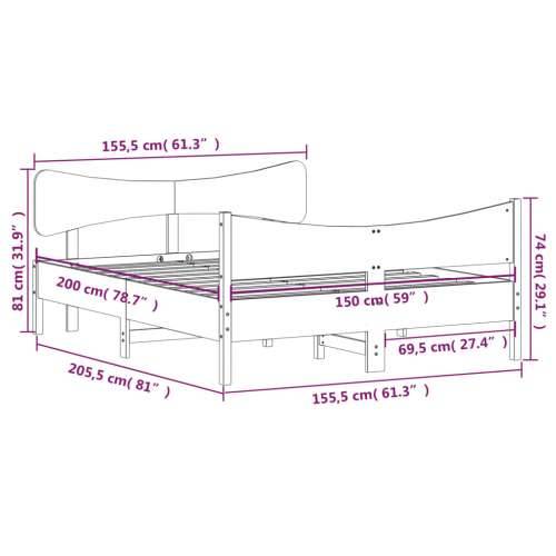Okvir kreveta bez madraca 150 x 200 cm od masivne borovine - Prirodna boja bora 150 x 200 cm Cijena