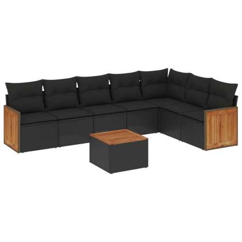 Vrtna garnitura - 8-dijelni set vrtnih sofa od poliratana s jastucima crni - Crna Sa stolom 1 Cijena