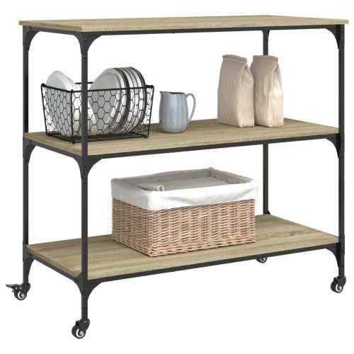 Kuhinjska kolica boja hrasta 102 x 50 x 95 cm konstruirano drvo sonoma hrast Cijena