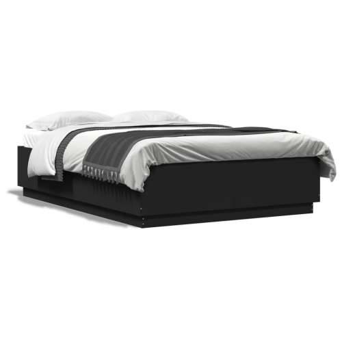 Okvir kreveta s LED svjetlima crni 150 x 200 cm drveni - Crna 150 x 200 cm Cijena