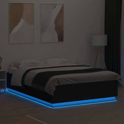 Okvir kreveta s LED svjetlima crni 150 x 200 cm drveni - Crna 150 x 200 cm Cijena