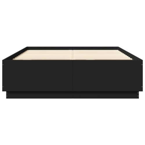 Okvir kreveta s LED svjetlima crni 150 x 200 cm drveni - Crna 150 x 200 cm Cijena