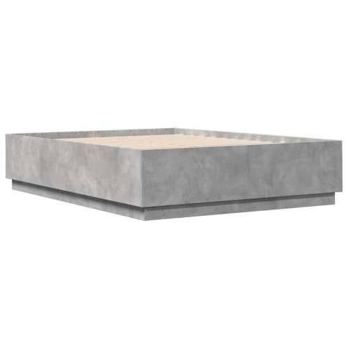 Okvir kreveta s LED svjetlima boja betona 150 x 200 cm drveni - Beton siva 150 x 200 cm Cijena