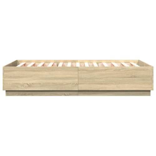 Okvir kreveta s LED svjetlima boja hrasta 140 x 200 cm drveni - sonoma hrast 140 x 200 cm Cijena