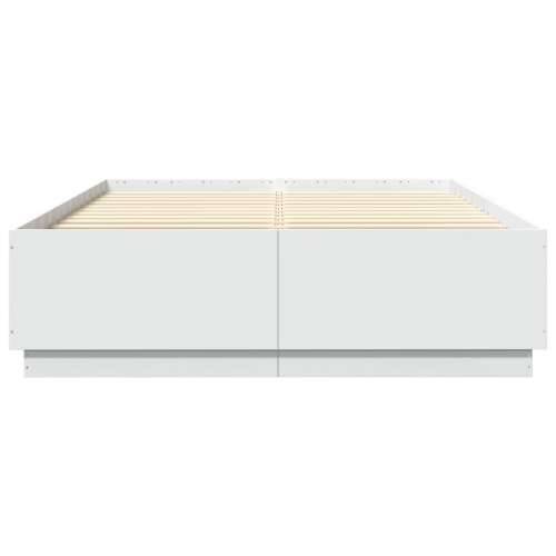 Okvir za krevet s LED svjetlima bijeli 120 x 200 cm drveni - Bijela 120 x 200 cm Cijena
