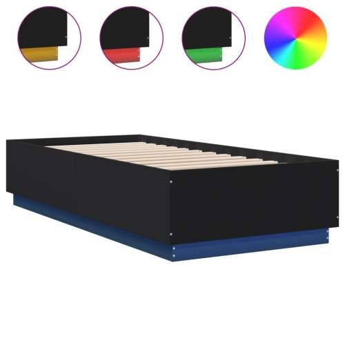 Okvir za krevet s LED svjetlima crni 100 x 200 cm drveni - Crna 100 x 200 cm Cijena
