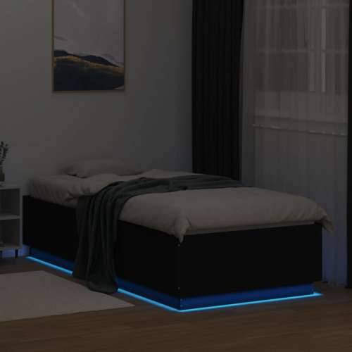 Okvir za krevet s LED svjetlima crni 100 x 200 cm drveni - Crna 100 x 200 cm Cijena