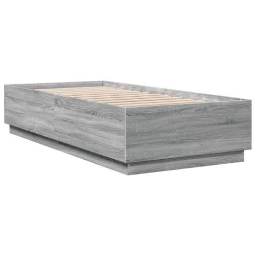 Okvir za krevet s LED svjetlima boja hrasta 100 x 200 cm drveni - Sivi hrast sonoma 100 x 200 cm Cijena