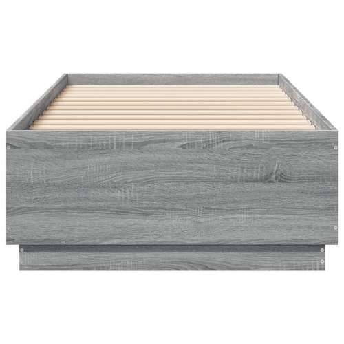 Okvir za krevet s LED svjetlima boja hrasta 100 x 200 cm drveni - Sivi hrast sonoma 100 x 200 cm Cijena