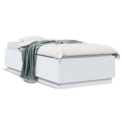 Okvir za krevet s LED svjetlima bijeli 90 x 200 cm drveni - Bijela 90 x 200 cm Cijena
