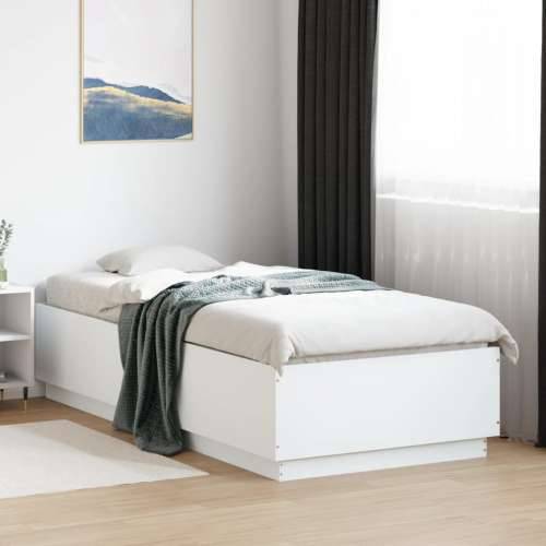 Okvir za krevet s LED svjetlima bijeli 90 x 200 cm drveni - Bijela 90 x 200 cm Cijena