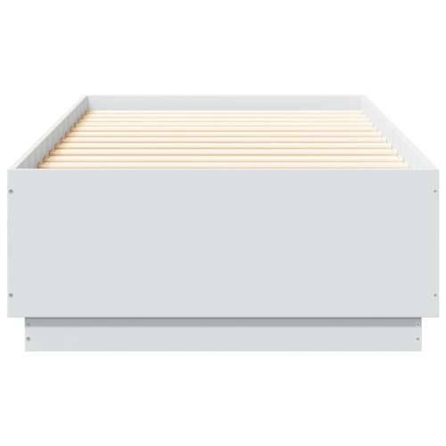 Okvir za krevet s LED svjetlima bijeli 90 x 200 cm drveni - Bijela 90 x 200 cm Cijena