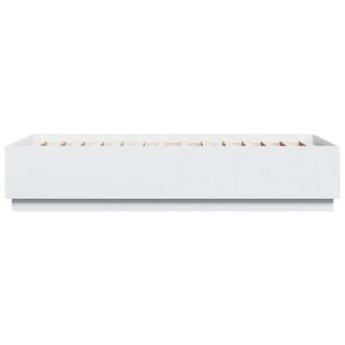 Okvir za krevet s LED svjetlima bijeli 90 x 200 cm drveni - Bijela 90 x 200 cm Cijena
