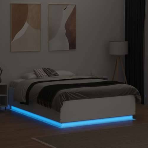 Okvir za krevet s LED svjetlima bijeli 120 x 190 cm drveni - Bijela 120 x 190 cm Cijena