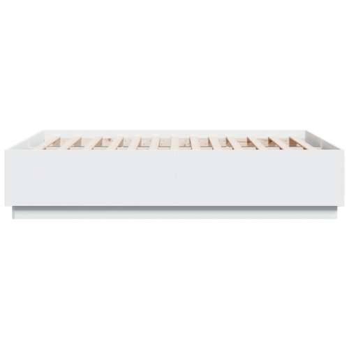 Okvir za krevet s LED svjetlima bijeli 120 x 190 cm drveni - Bijela 120 x 190 cm Cijena