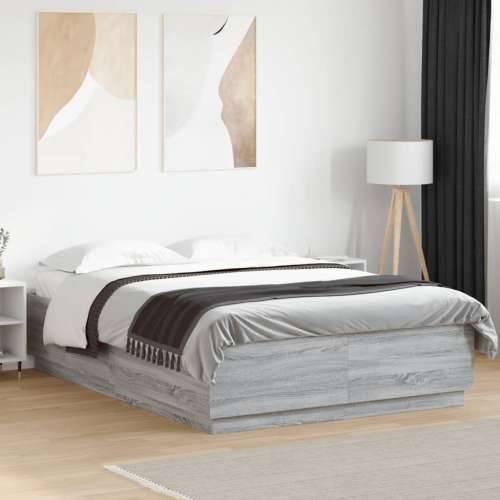 Okvir za krevet boja hrasta 150x200 cm od konstruiranog drva - Sivi hrast sonoma 150 x 200 cm Cijena