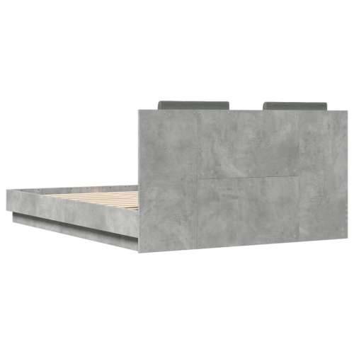 Okvir kreveta s uzglavljem siva boja betona 140x200 cm drveni - Beton siva 140 x 200 cm Cijena