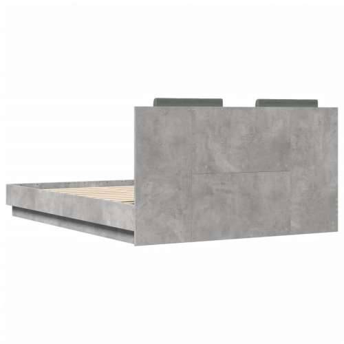 Okvir kreveta s uzglavljem siva boja betona 120x200 cm drveni - Beton siva 120 x 200 cm Cijena