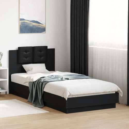 Okvir za krevet s uzglavljem crna 100x200 cm konstruiranog drva - Crna 100 x 200 cm Cijena