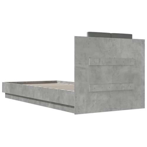 Okvir kreveta s uzglavljem siva boja betona 100x200 cm drveni - Beton siva 100 x 200 cm Cijena