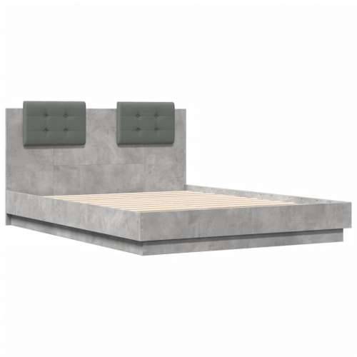Okvir kreveta s uzglavljem siva boja betona 135x190 cm drveni - Beton siva 135 x 190 cm Cijena