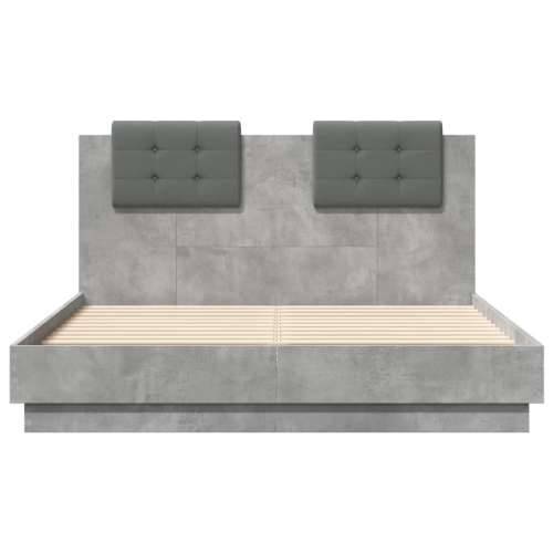 Okvir kreveta s uzglavljem siva boja betona 135x190 cm drveni - Beton siva 135 x 190 cm Cijena