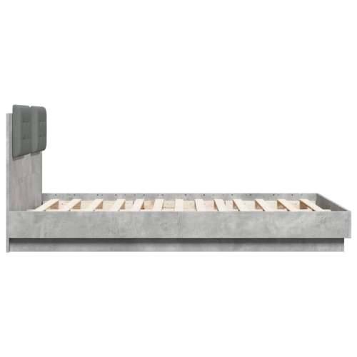 Okvir kreveta s uzglavljem siva boja betona 135x190 cm drveni - Beton siva 135 x 190 cm Cijena