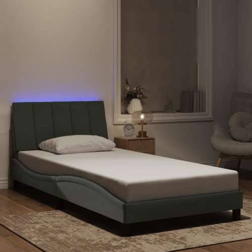 Okvir kreveta s LED svjetlima svjetlosivi 100x200 cm baršunasti - Svjetlosiva 100 x 200 cm Cijena