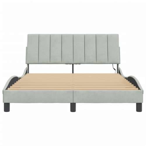 Okvir kreveta s LED svjetlima svjetlosivi 140x190 cm baršunasti - Svjetlosiva 140 x 190 cm Cijena