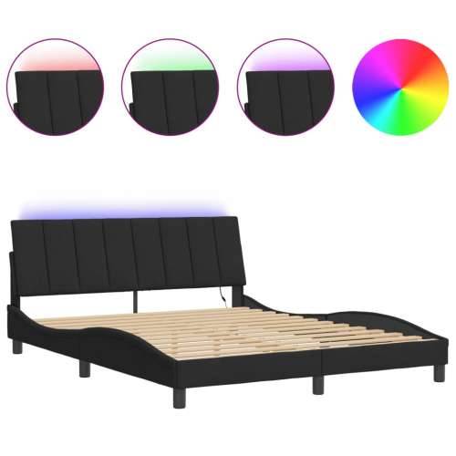 Okvir kreveta s LED svjetlima crni 160 x 200 cm baršunasti - Crna 160 x 200 cm Cijena