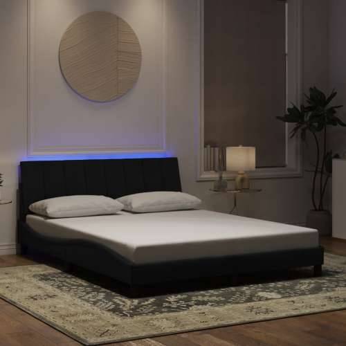 Okvir kreveta s LED svjetlima crni 160 x 200 cm baršunasti - Crna 160 x 200 cm Cijena