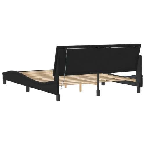 Okvir kreveta s LED svjetlima crni 160 x 200 cm baršunasti - Crna 160 x 200 cm Cijena